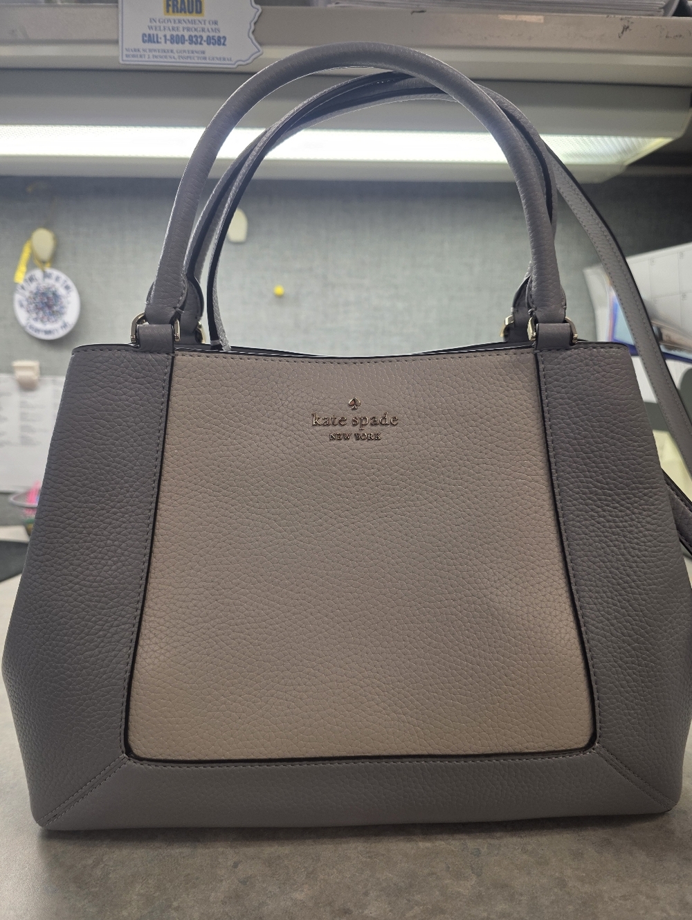 Kate spade Two-Tone Gray and Cream Structured Large Satchel.